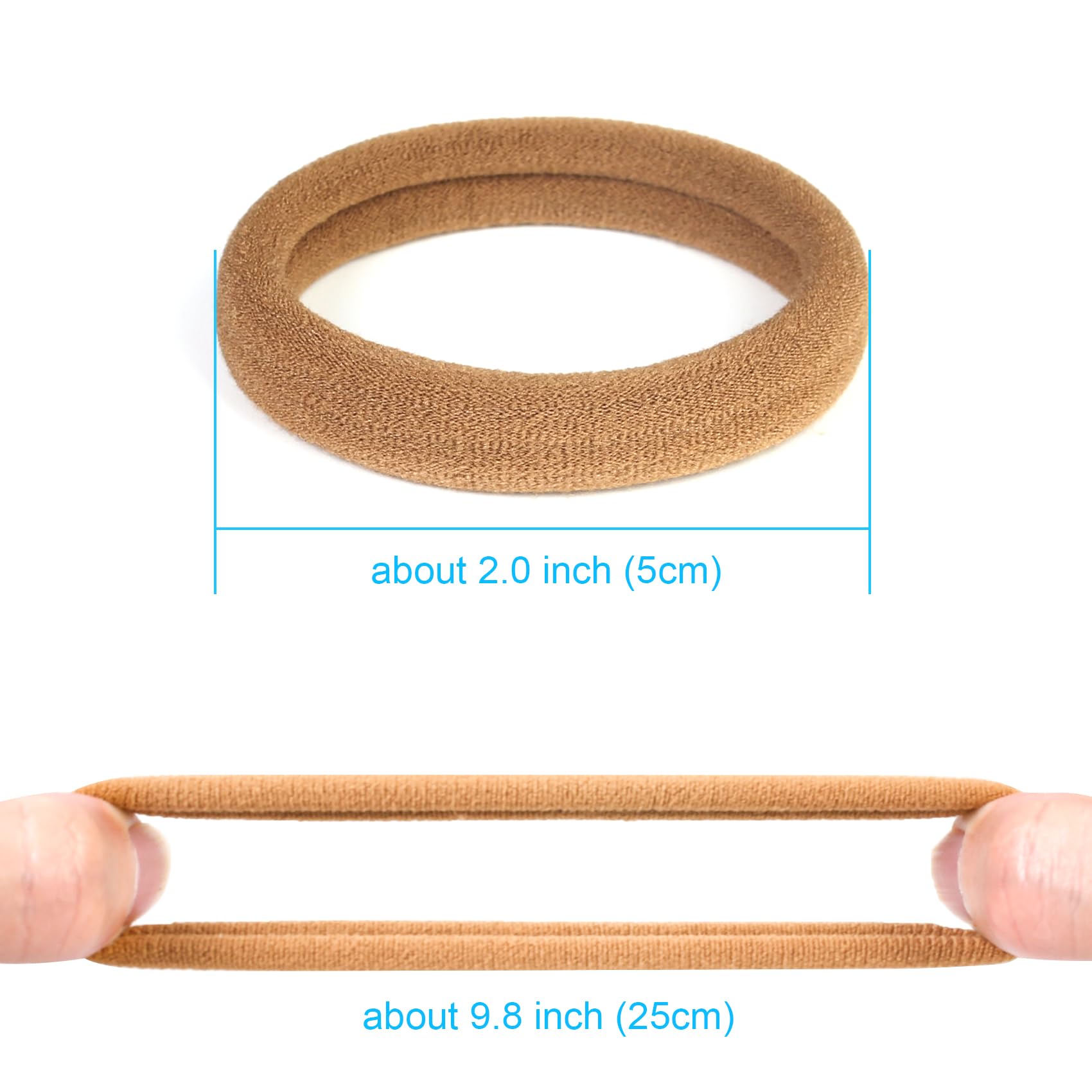 Qarwayoc light brown hair ties with cotton-spandex blend for gentle use