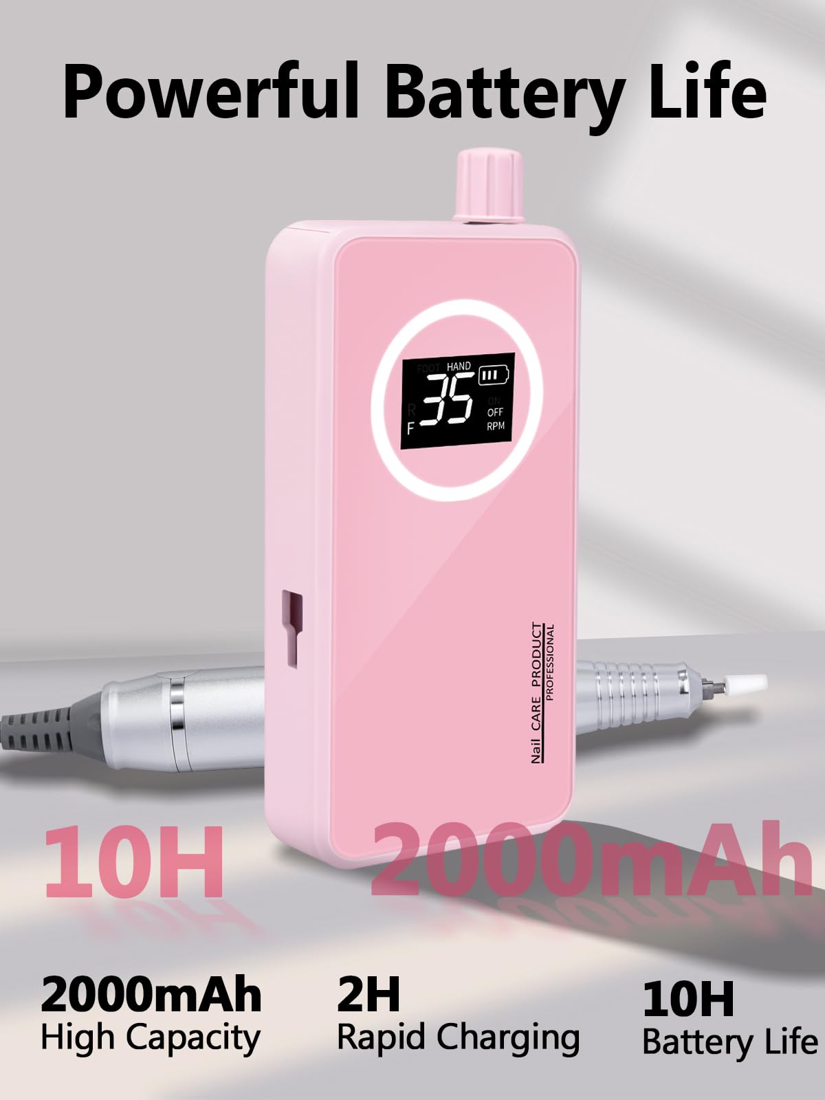 Qaucdlnd compact nail drill with brushless motor offers quiet operation for home and salon.