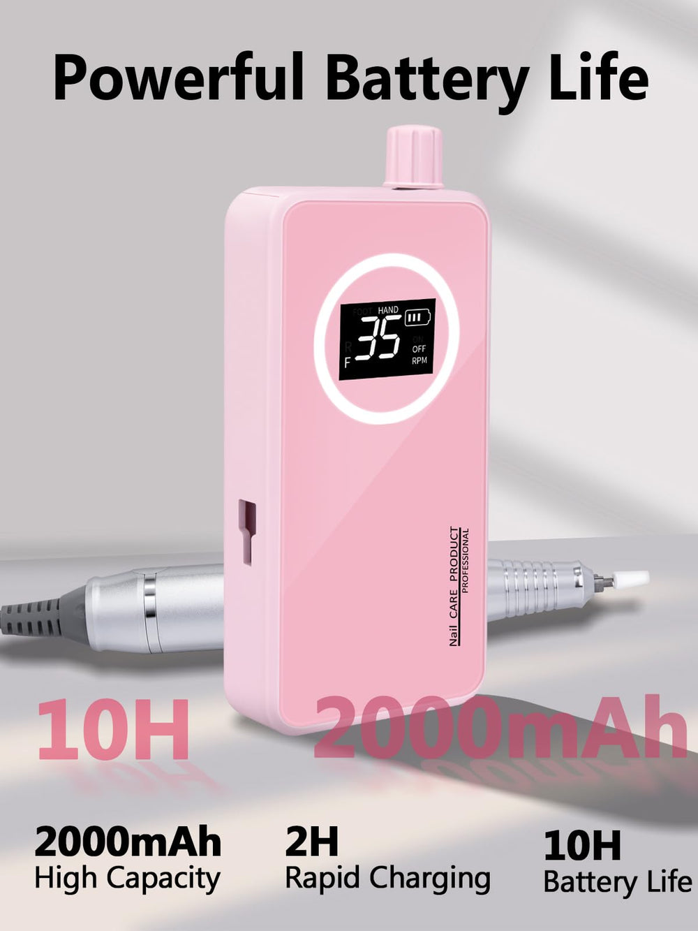 Qaucdlnd compact nail drill with brushless motor offers quiet operation for home and salon.