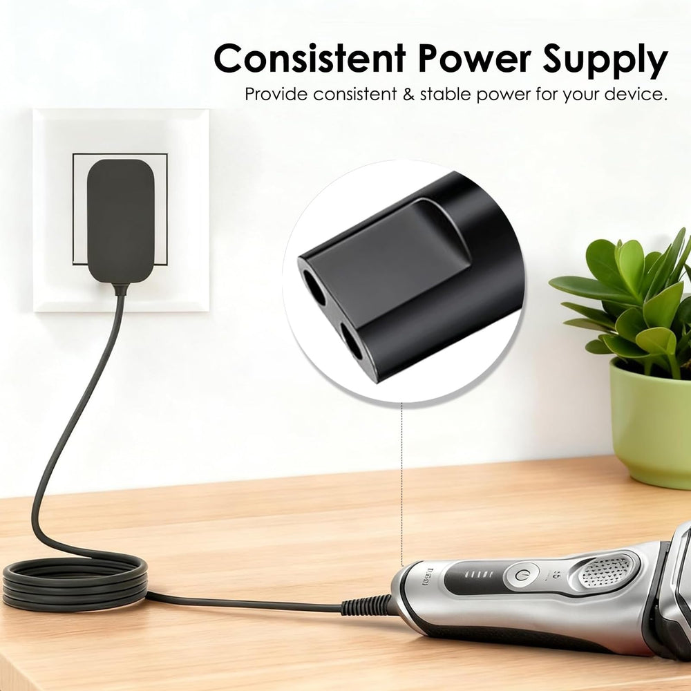 QCCAC compact-design 12V charger for Braun shavers
