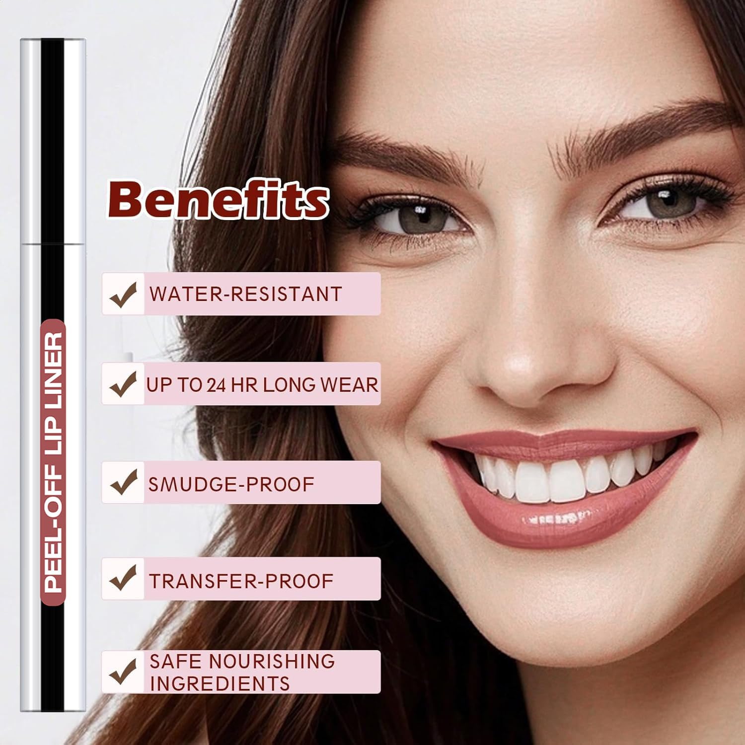 QCMME Lip Liner Stain Rose Pink delivers a long-lasting matte finish.