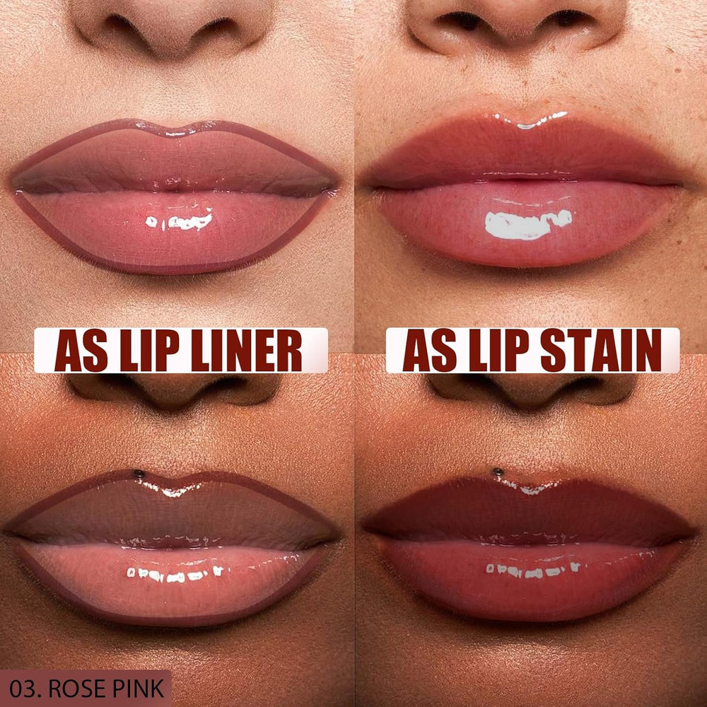 QCMME Lip Liner Stain with tweezer included for easy removal.