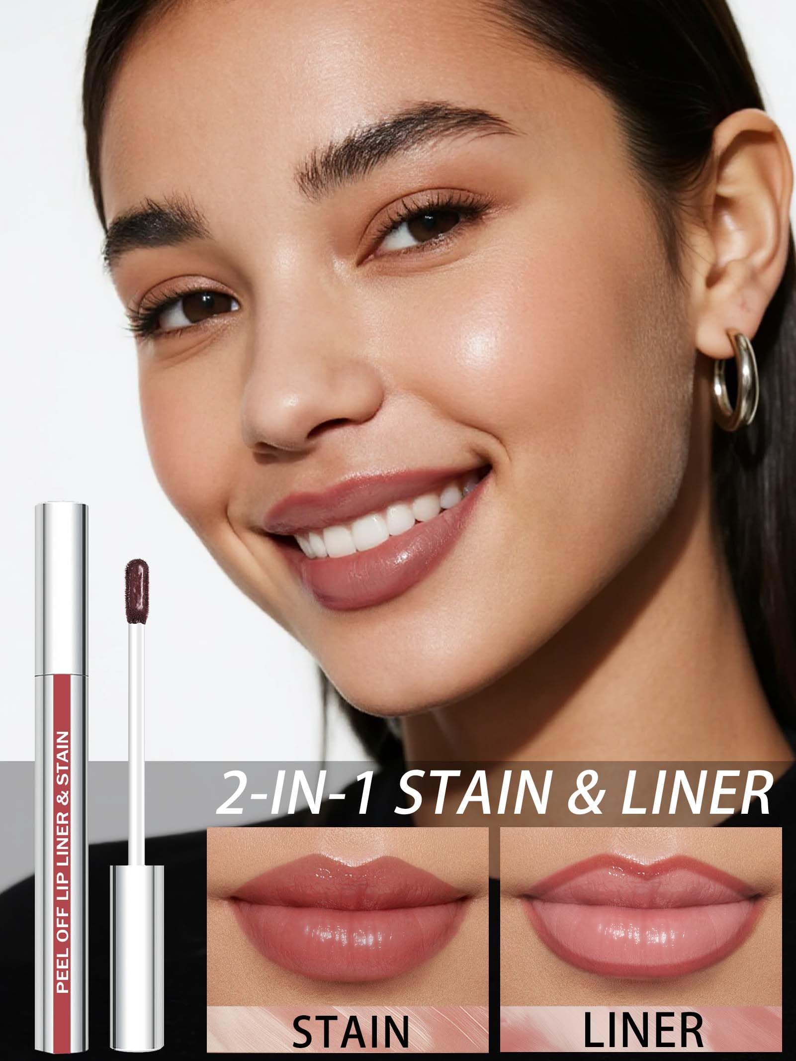 QCMME Lip Stain long-wear swatch showing matte finish.