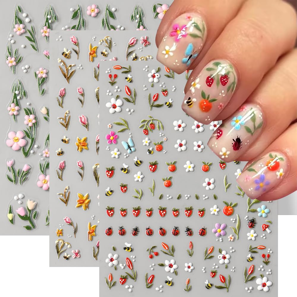 Qdsuh pegatinas 5D mariquita para uñas con efecto realista y duradero.