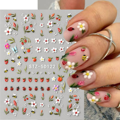 Qdsuh pegatinas 5D tulipán para uñas femeninas y brillantes.