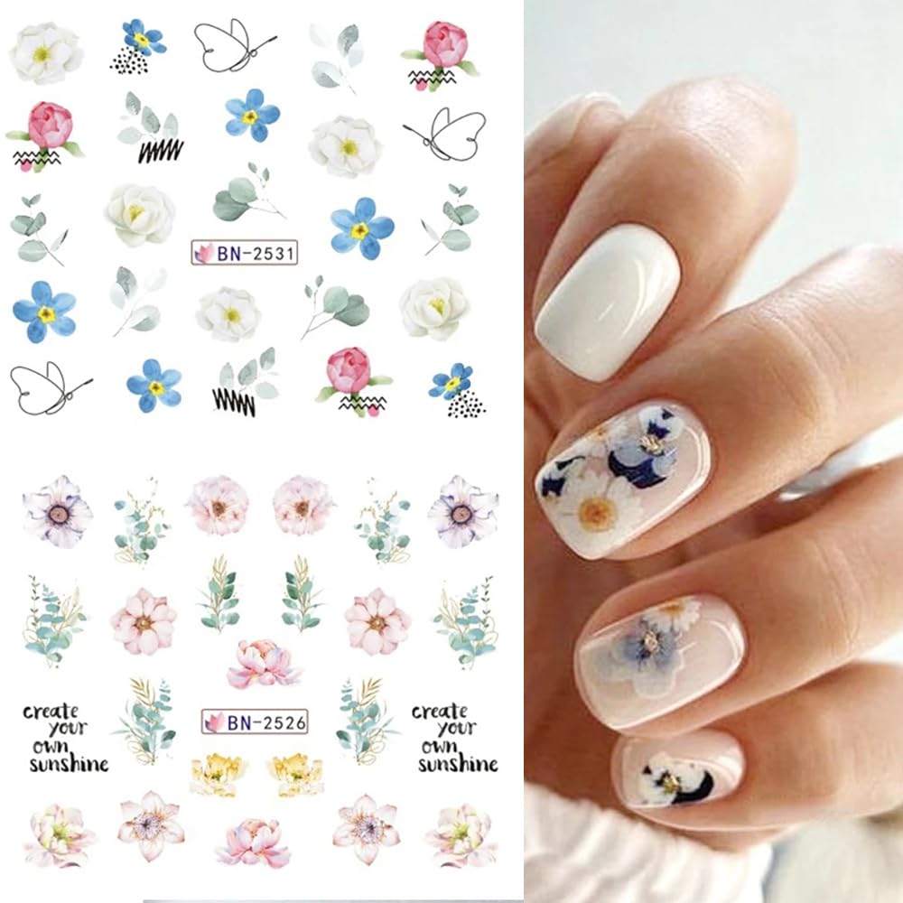 Qdsuh pegatinas de uñas flores libélula para diseño elegante y suave.