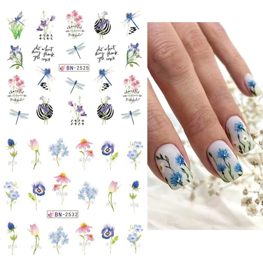 Qdsuh pegatinas de uñas flores mariposa para realzar cualquier manicura.