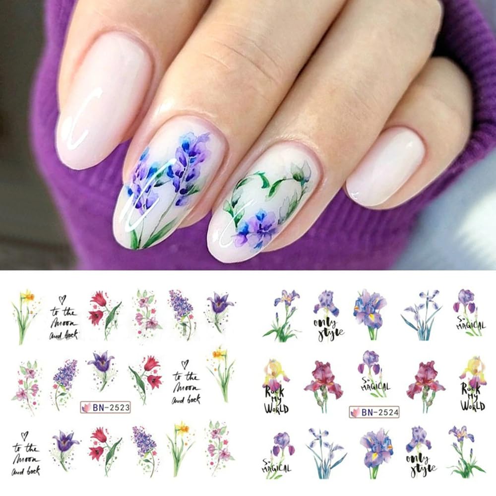 Qdsuh pegatinas de uñas flores orquídea para un estilo floral sofisticado.