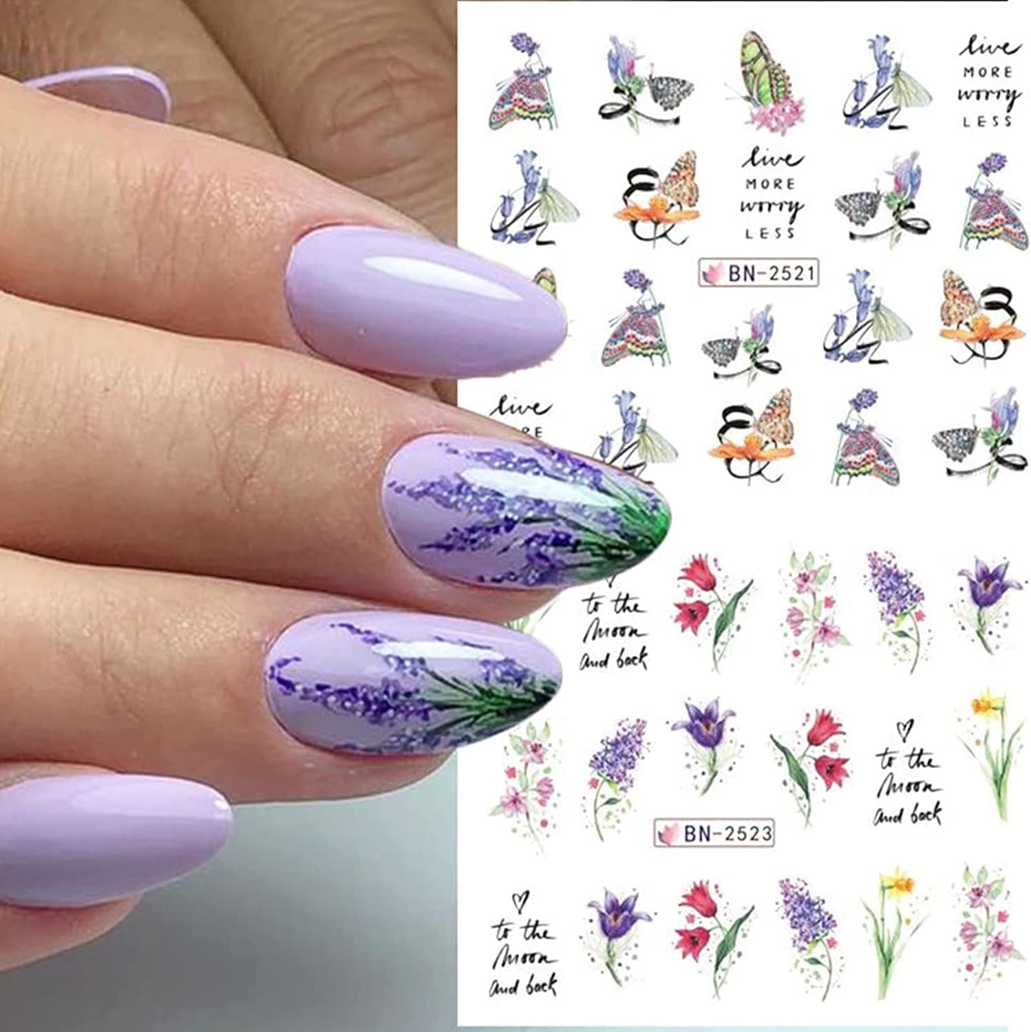 Qdsuh pegatinas de uñas flores pequeñas para colores vibrantes.