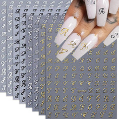 Stickers de uñas Qdsuh con letras inglesas antiguas para un look único.