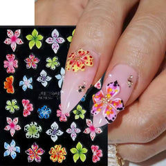 Qdsuh pegatinas florales para uñas tropicales 5D, para verano