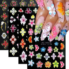 Qdsuh pegatinas florales para uñas hibisco rosa 5D, aspecto vibrante