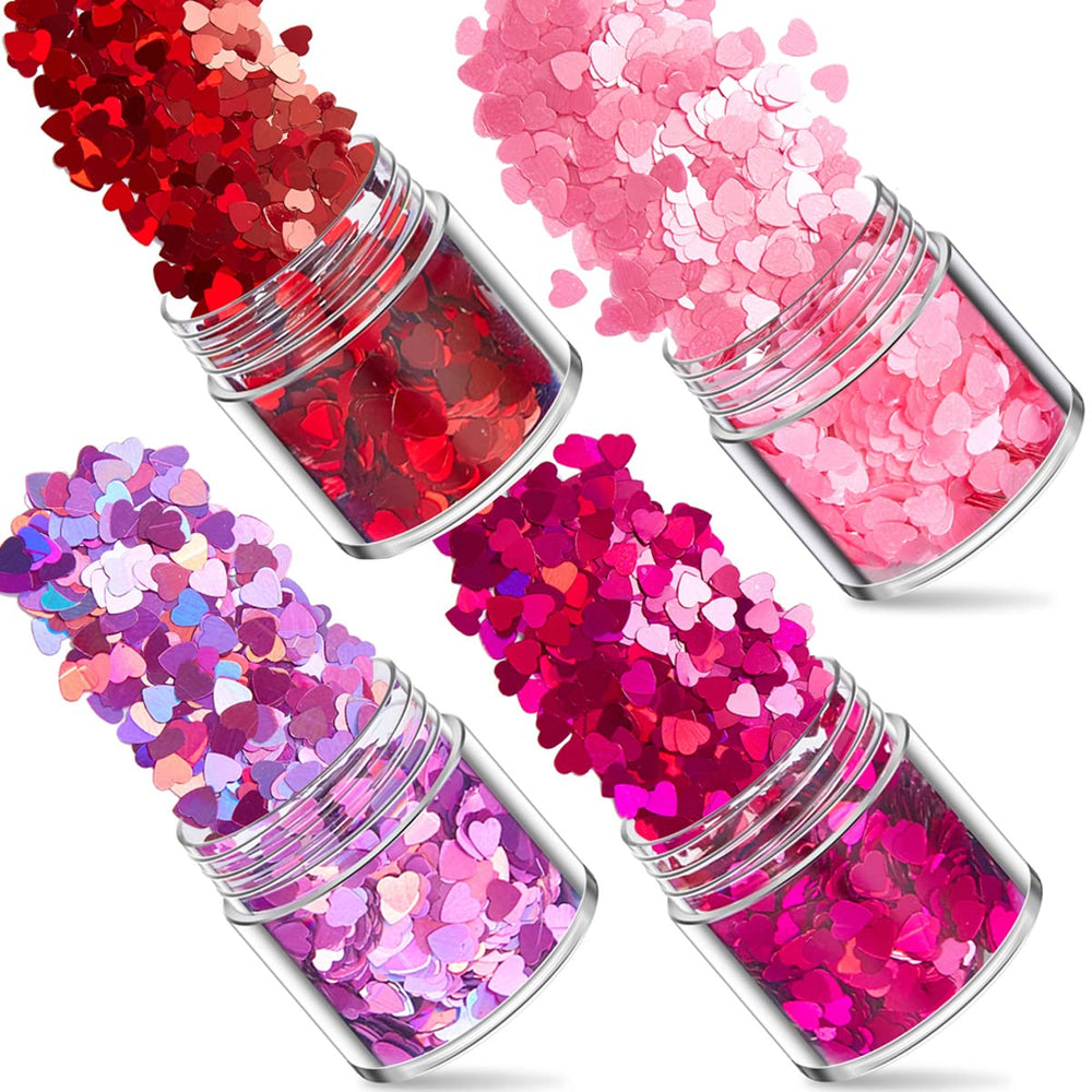 QDTK Corazones uñas rojo brillo: decoran uñas con acabado brillante y festivo.