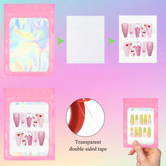 Qenk cinta doble cara transparente facilita pegar y presentar uñas.