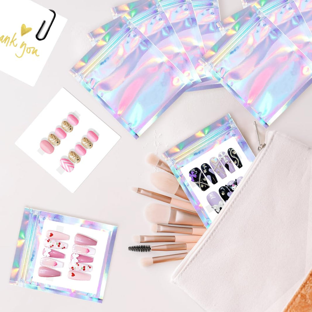 Qenk conjunto de 100 bolsas y tarjetas: organiza uñas y accesorios con facilidad.