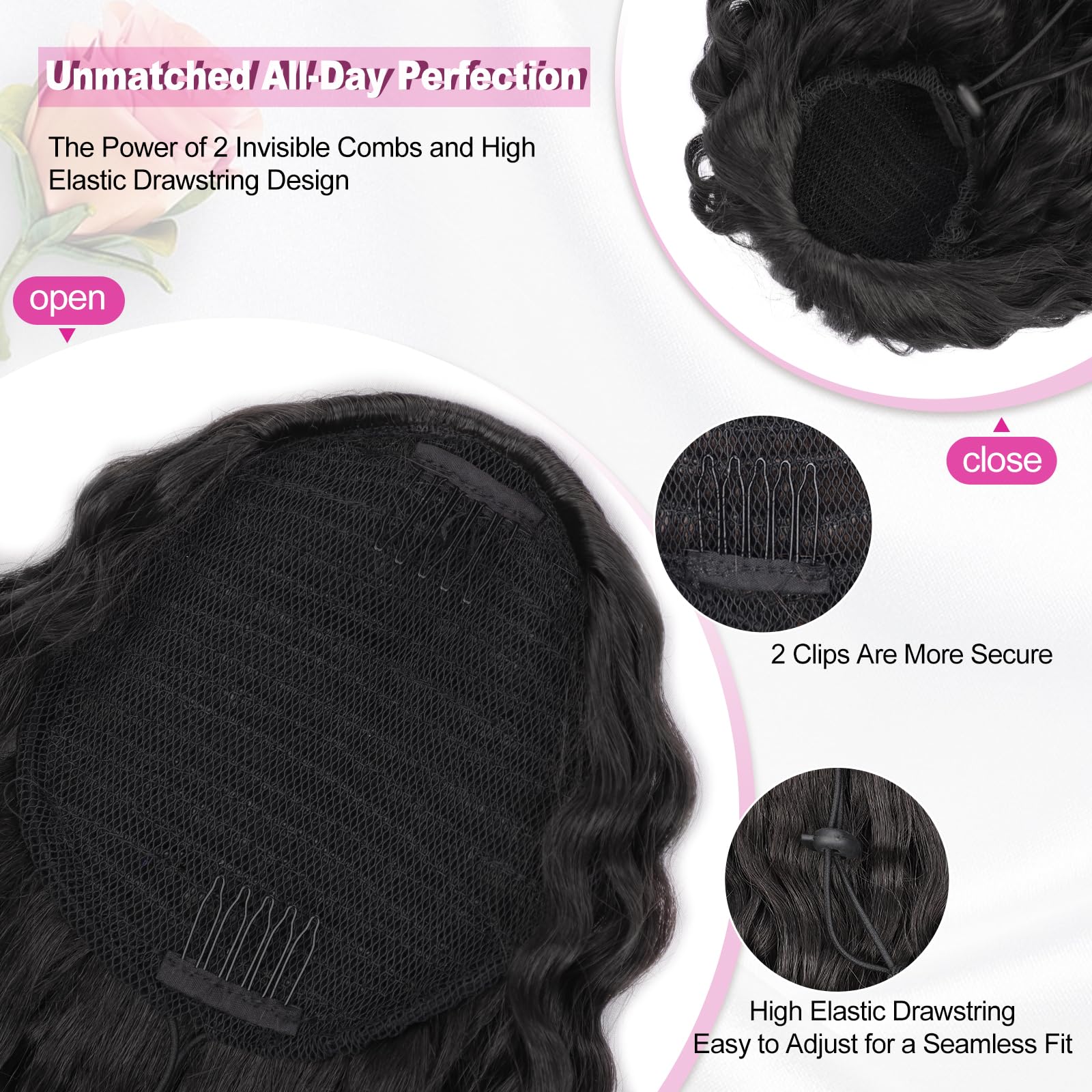 QGZ Ponytail Extension color shade may vary; choose closest match.