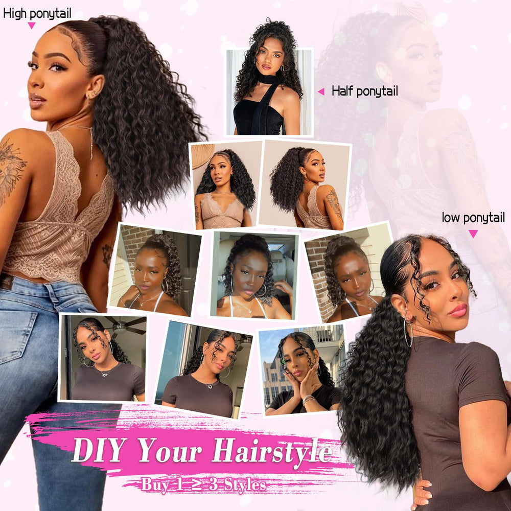 QGZ Ponytail Extension soft synthetic fibers with natural-looking curls.