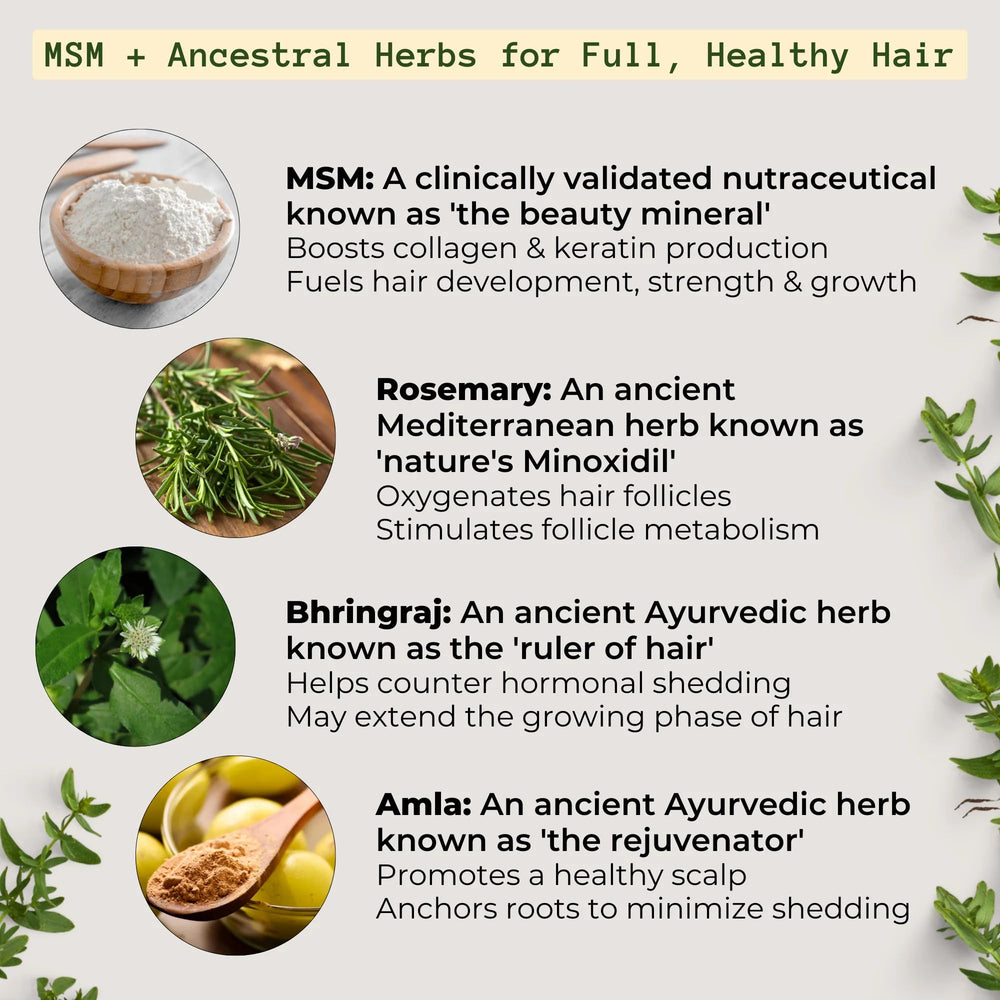 User applying MSM + Rosemary Scalp Balm to the scalp during a routine