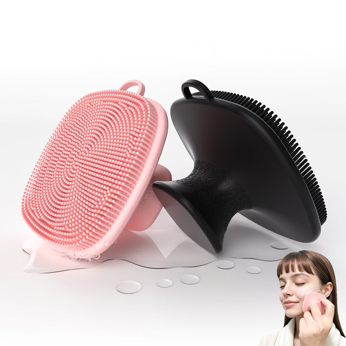 QiaKeoo 2-pack face scrubber pack shot for easy at-home cleansing.