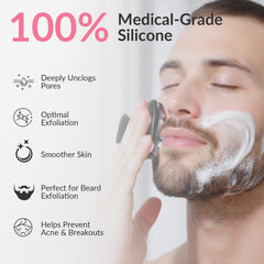QiaKeoo silicone facial cleansing brush close-up with soft bristles for gentle cleansing.