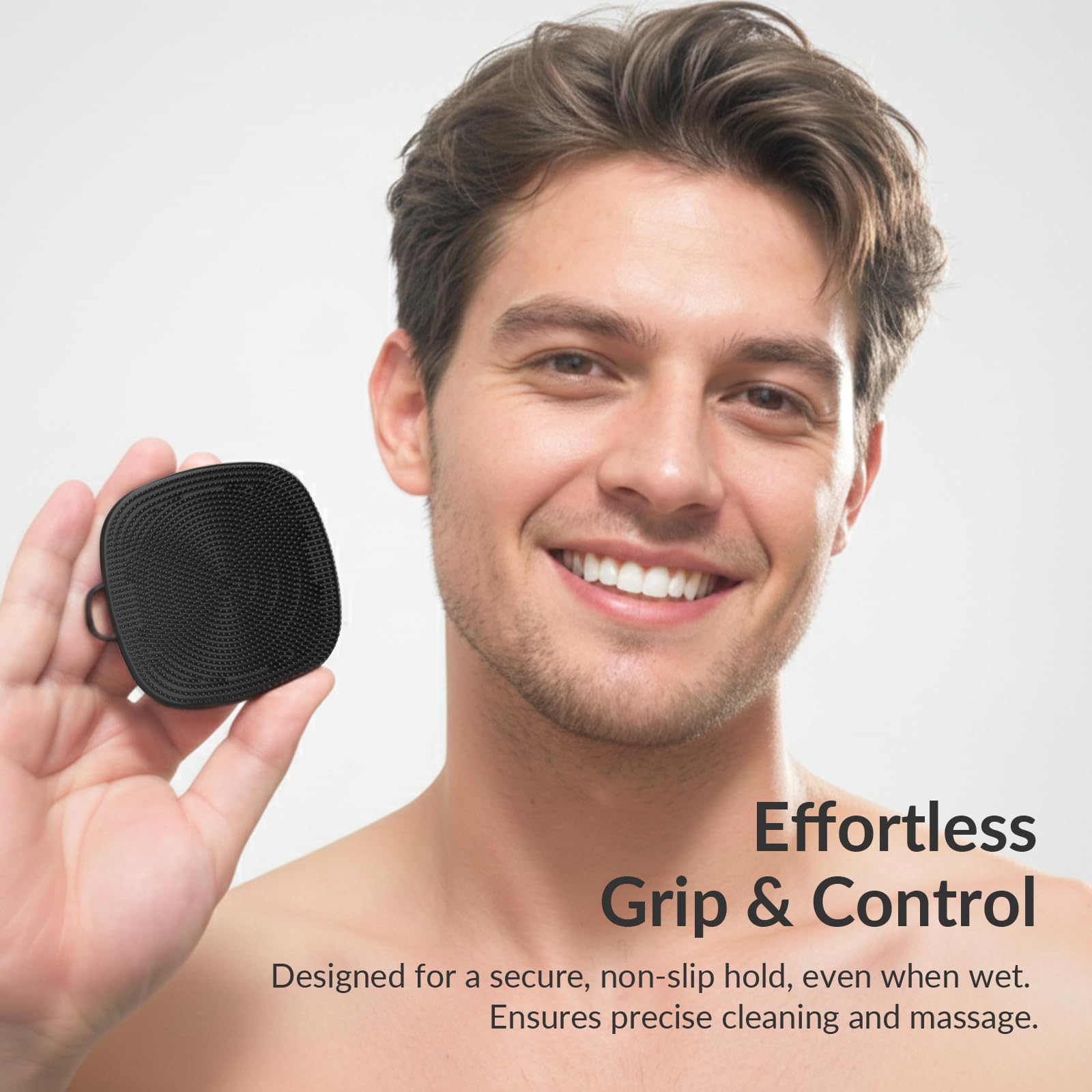 QiaKeoo non-slip handle design ensures secure grip during cleansing sessions.