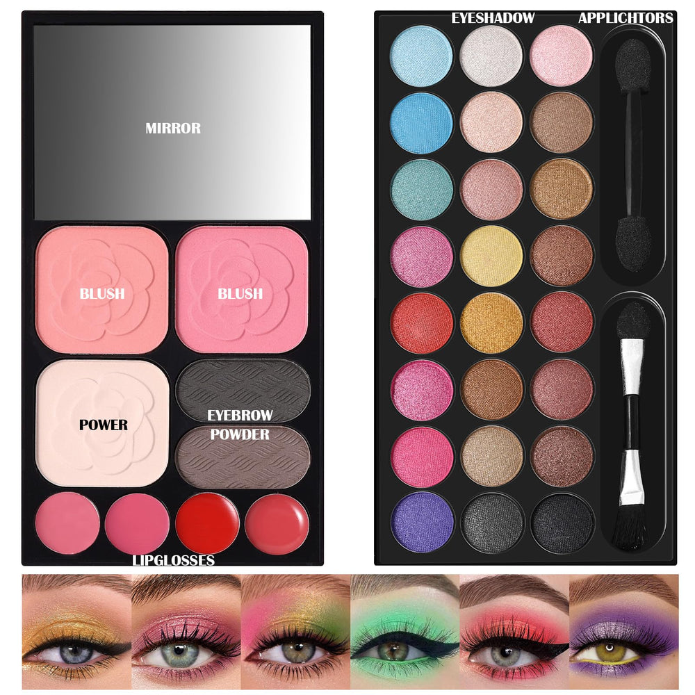QiBest all-in-one makeup kit 4 lipsticks for finishing touches on the go.