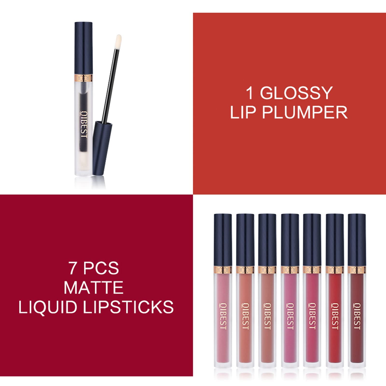 QiBest labio plumper brillo suave para volumen natural