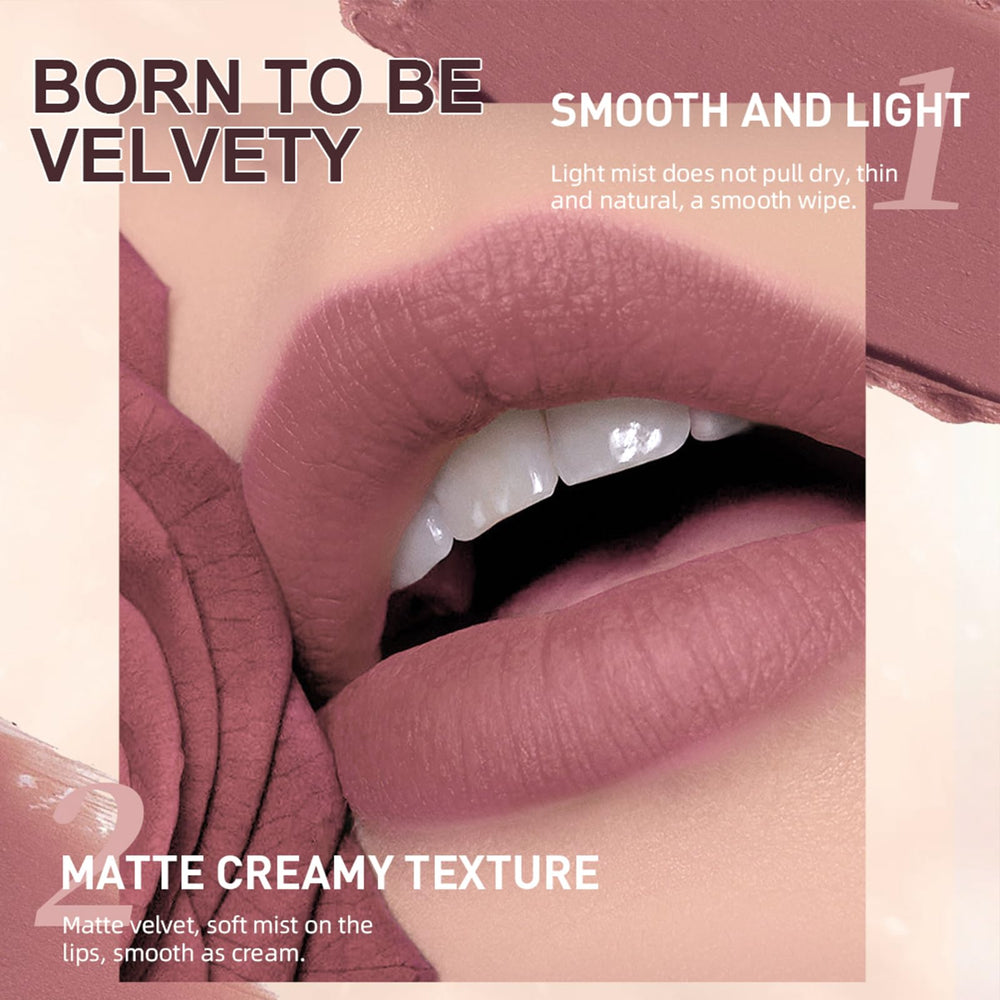 QiBest Nude Rose Pink lip set creates versatile day-to-night look.