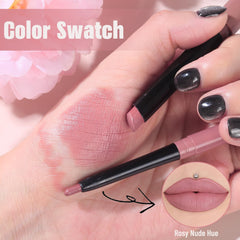 QiBest nude rose pink lipstick close-up reveals creamy texture for smooth wear.