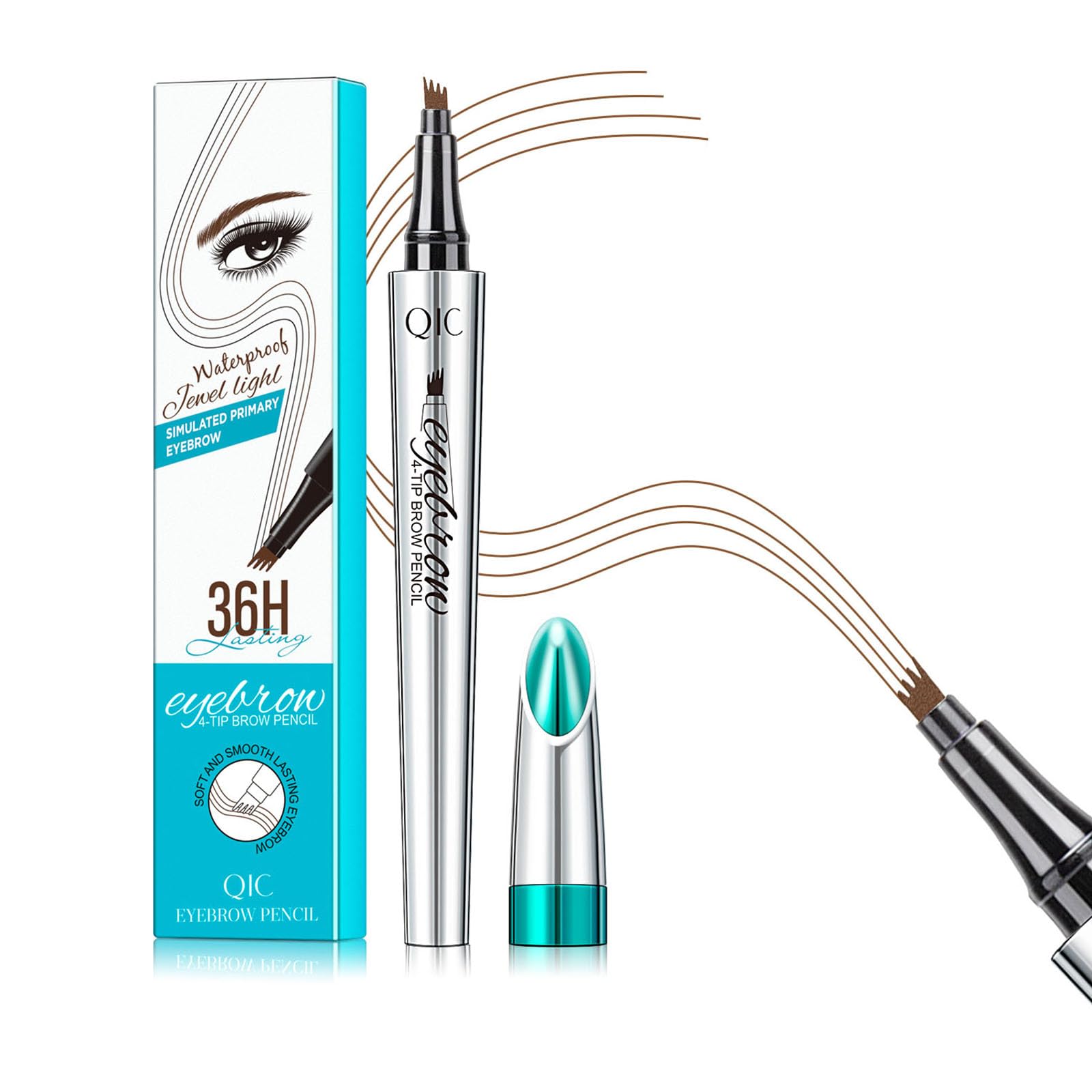 QIC Eyebrow 4 Tip close-up shows ultra-thin tip for precise, hair-like strokes.