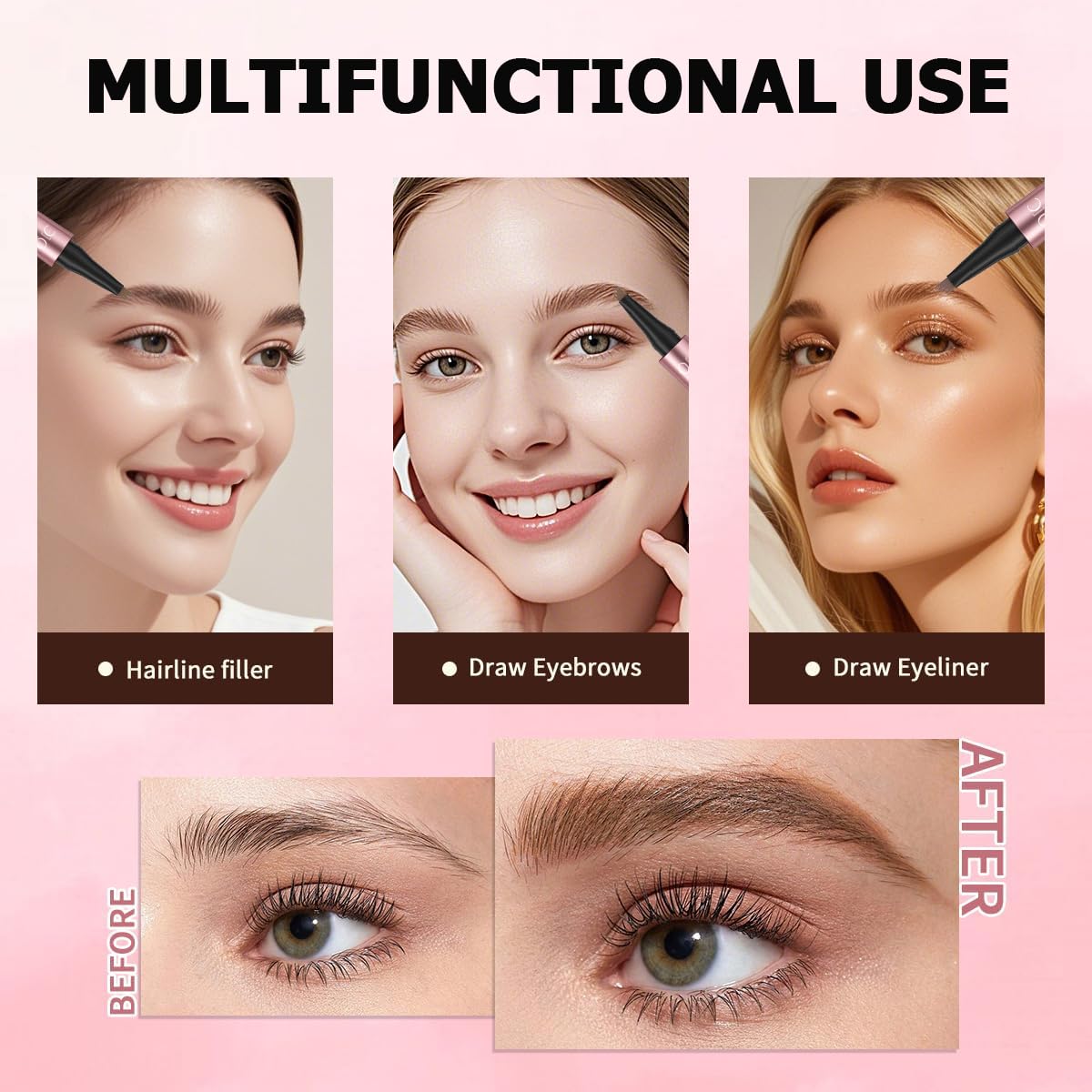 QIC cejas, fácil de retirar con desmaquillante para retoques limpios.