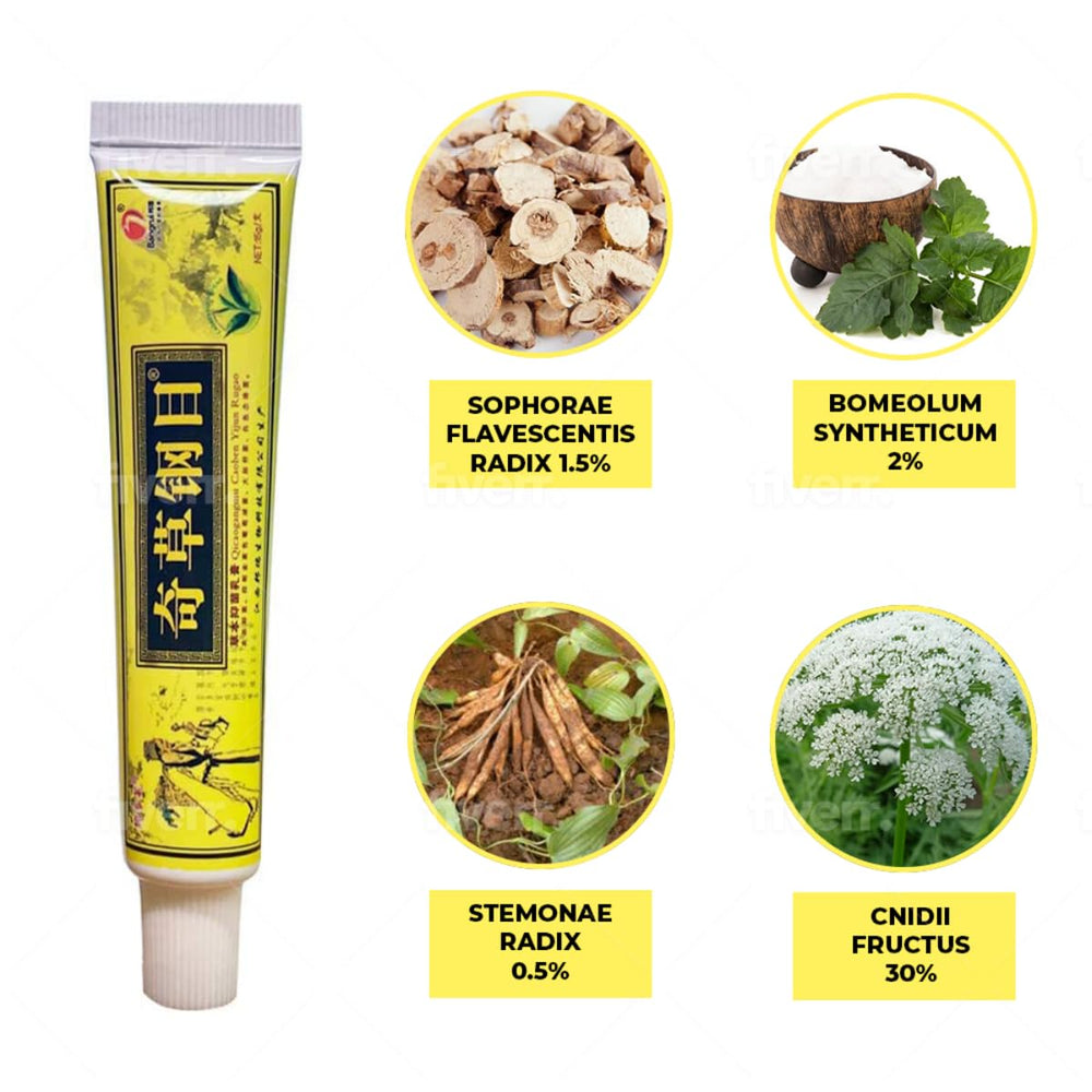 QICAOGANGMU ingredients blend highlights traditional herbs for soothing skin
