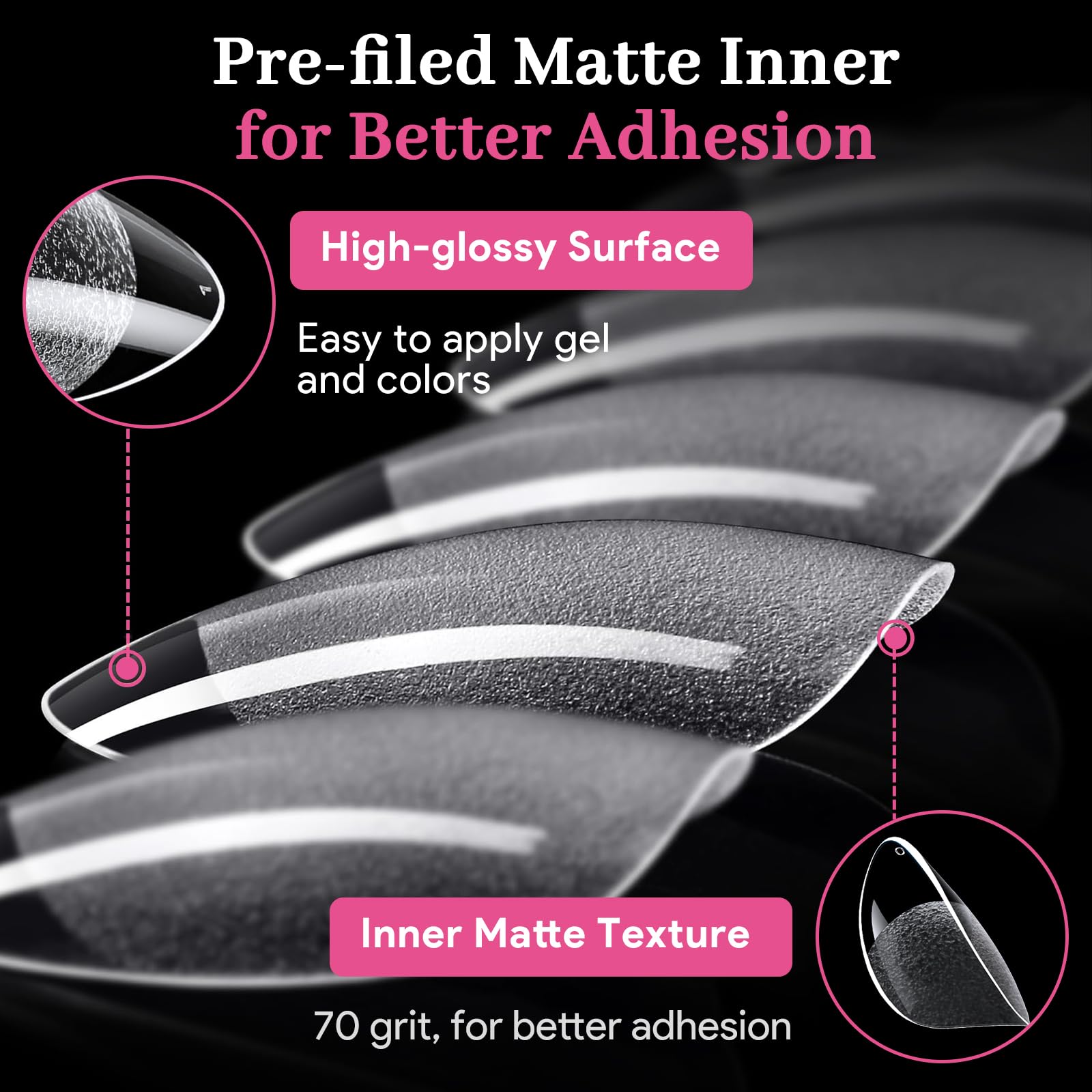 QIEK crystal-clear tips showcase natural nail color underneath.