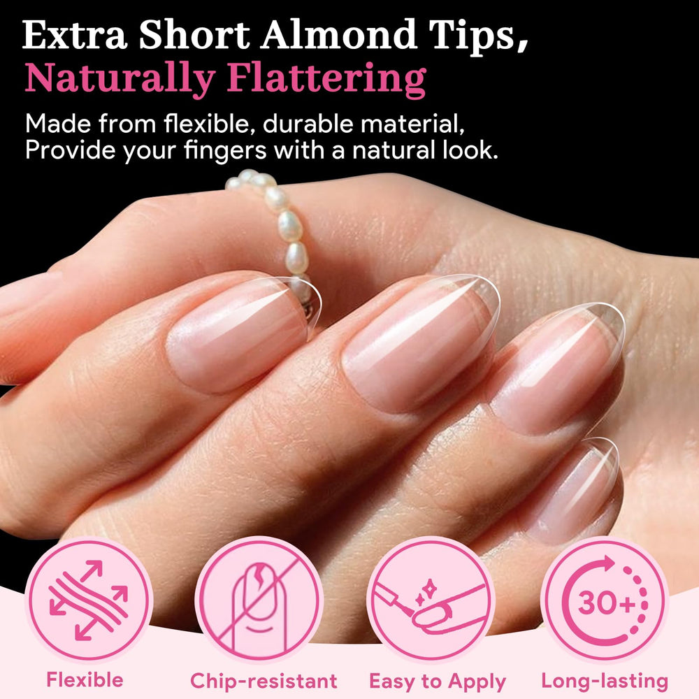 QIEK half-matte inner texture nails hug natural nails for quick, tidy application.