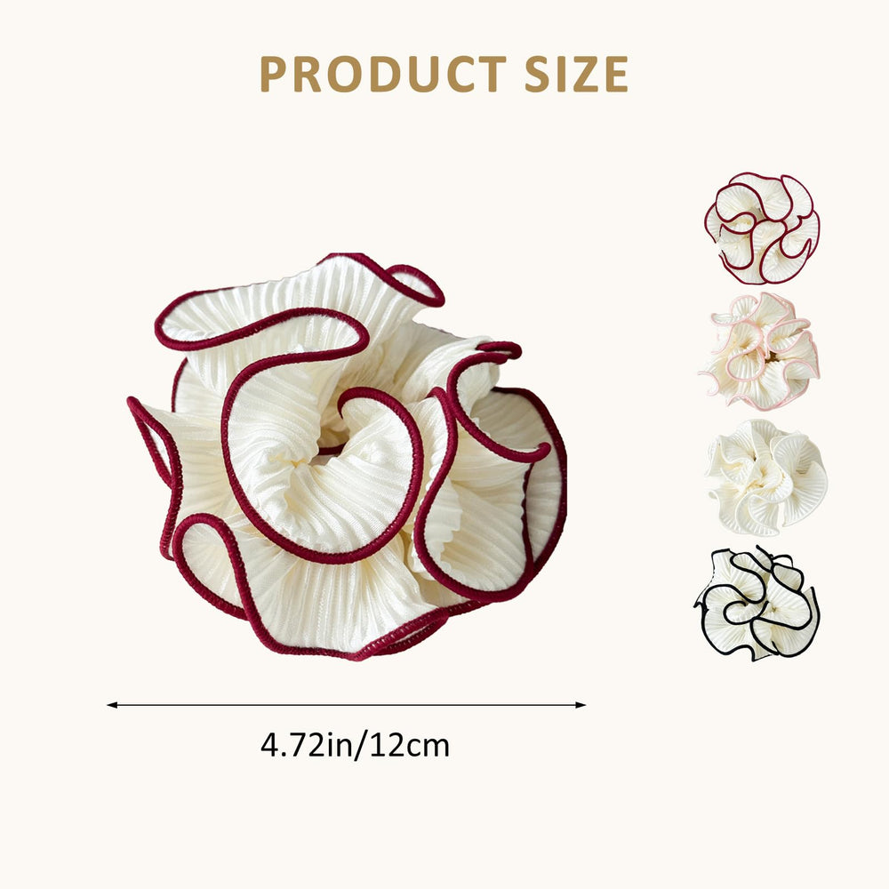 Qigfucm lazo pliegues doble blanco-rosa, estilo versátil para peinados.