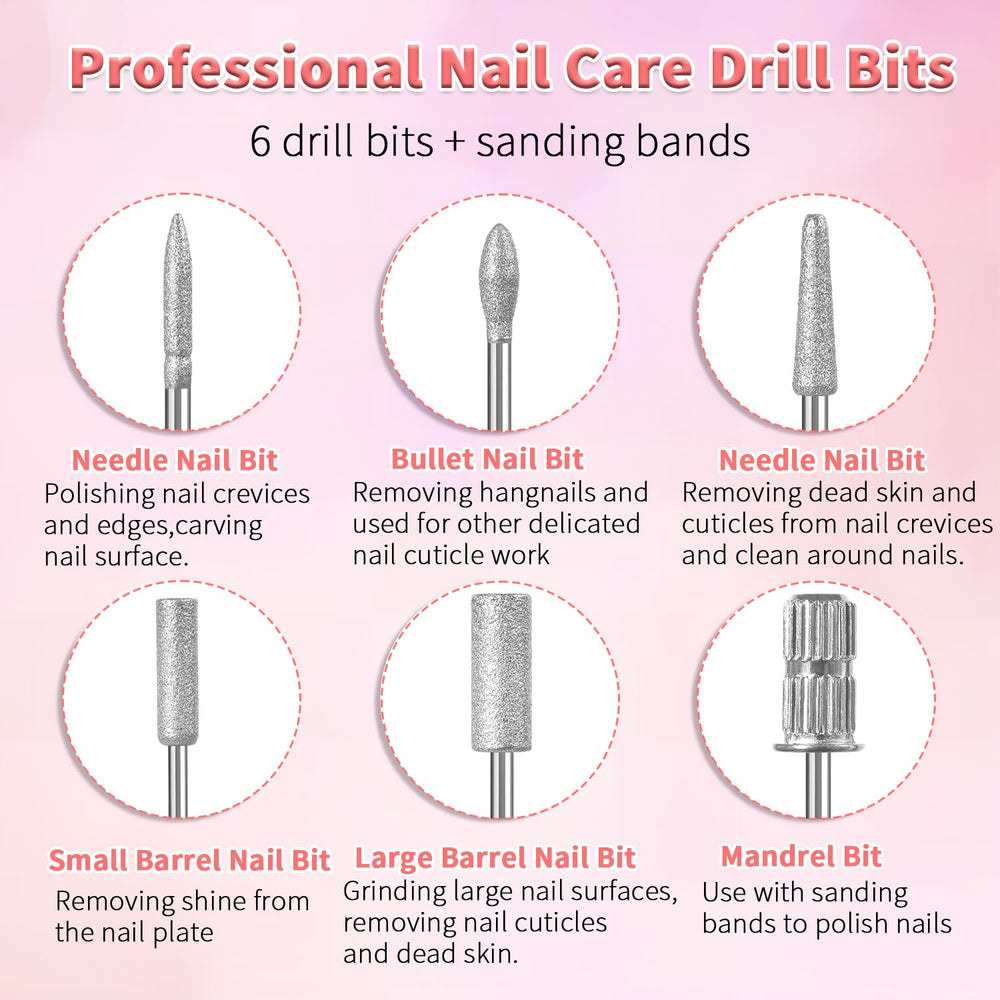 Qiifaiikooii 3-32 universal size bits fit compatible electric nail drills.