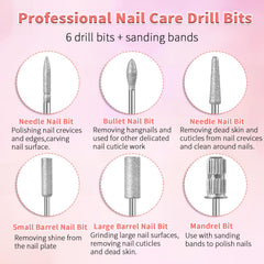 Qiifaiikooii 3-32 universal size bits fit compatible electric nail drills.