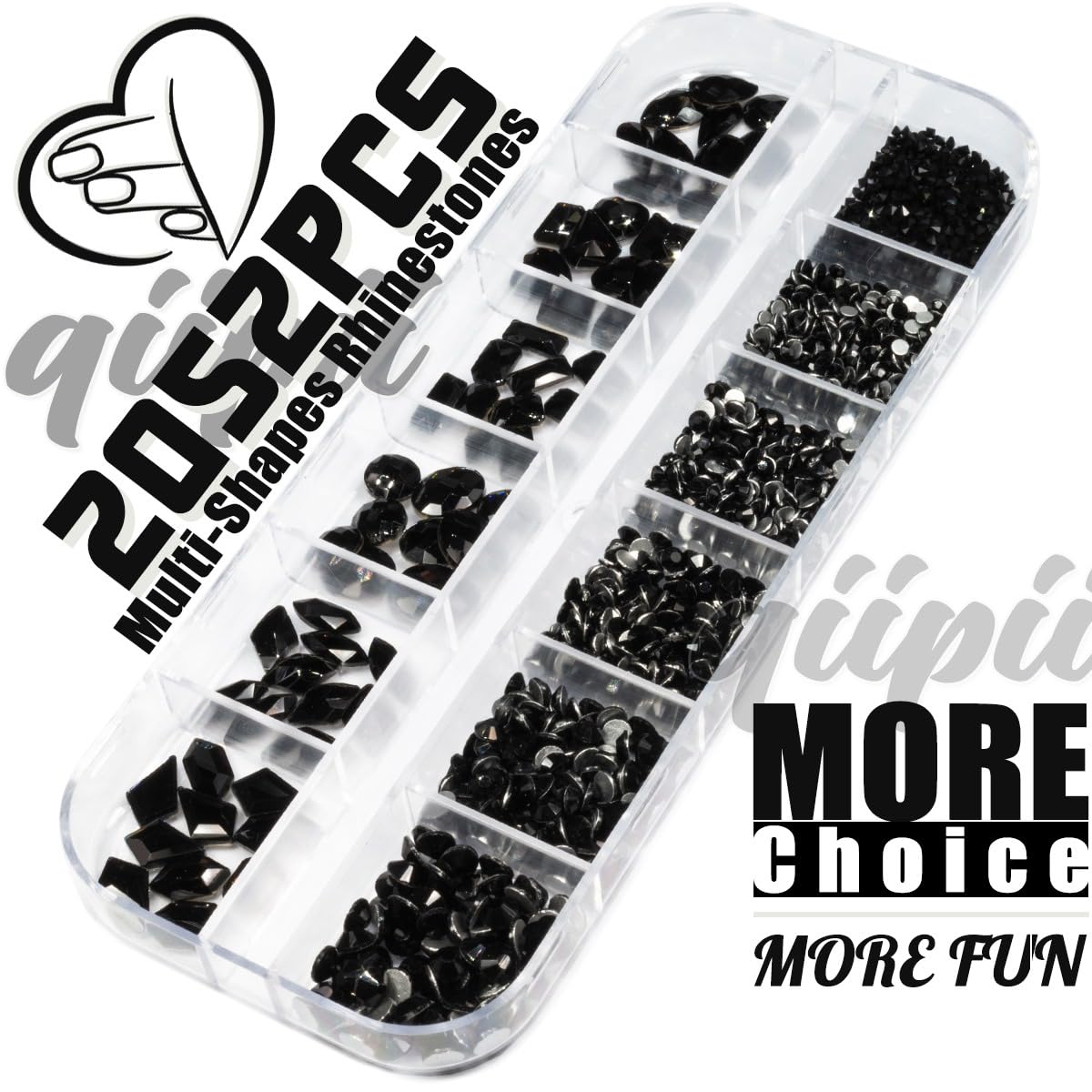 Qiipii 72 multi-shaped rhinestones offer versatile design options for stylish nails.