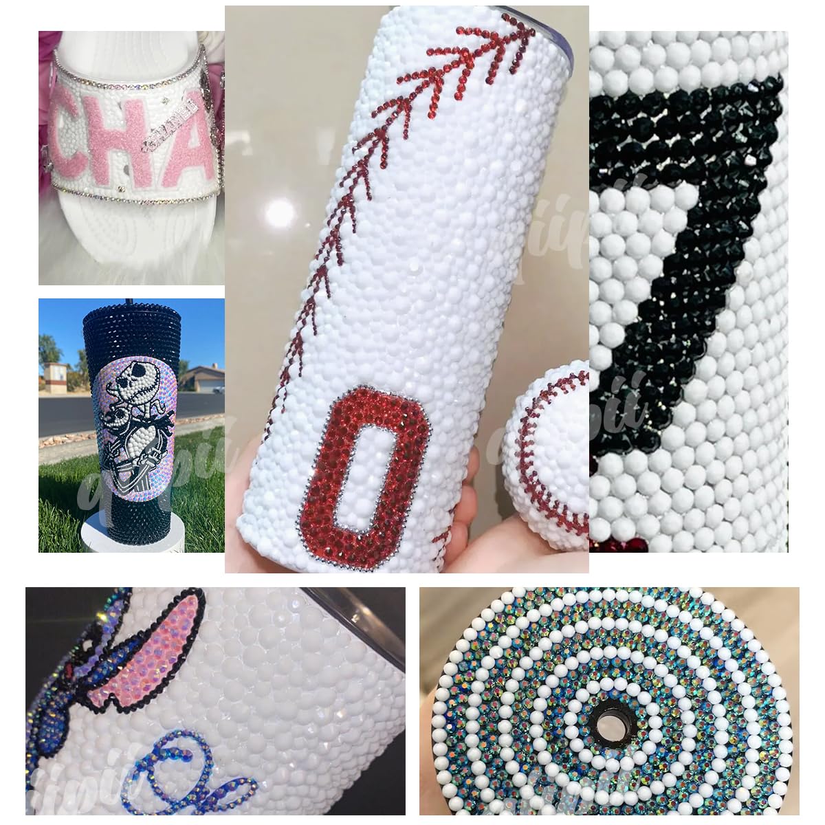 Qiipii black rhinestones for tumblers and makeup