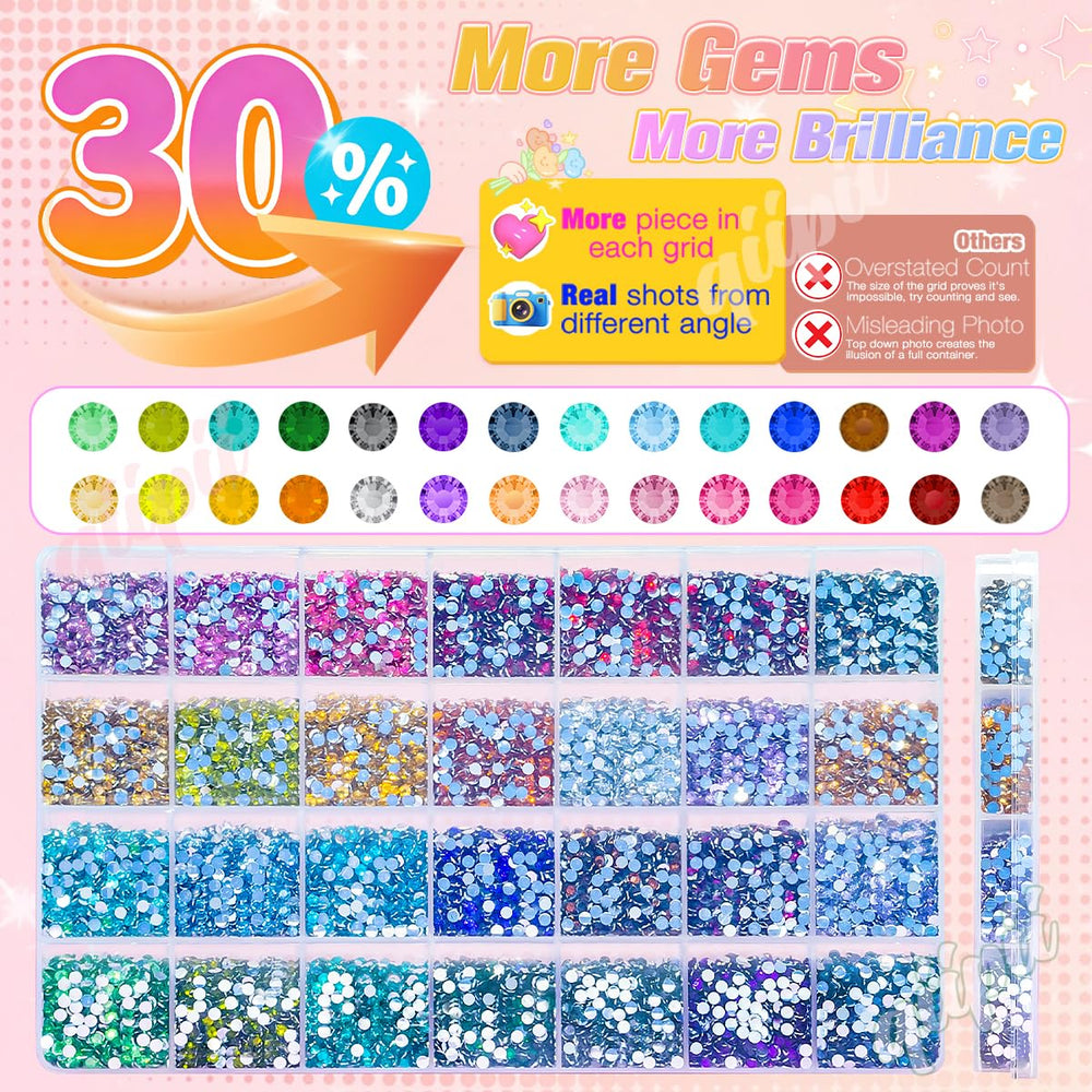 Qiipii cristales resina 3mm, primer plano colorido para diseños brillantes.