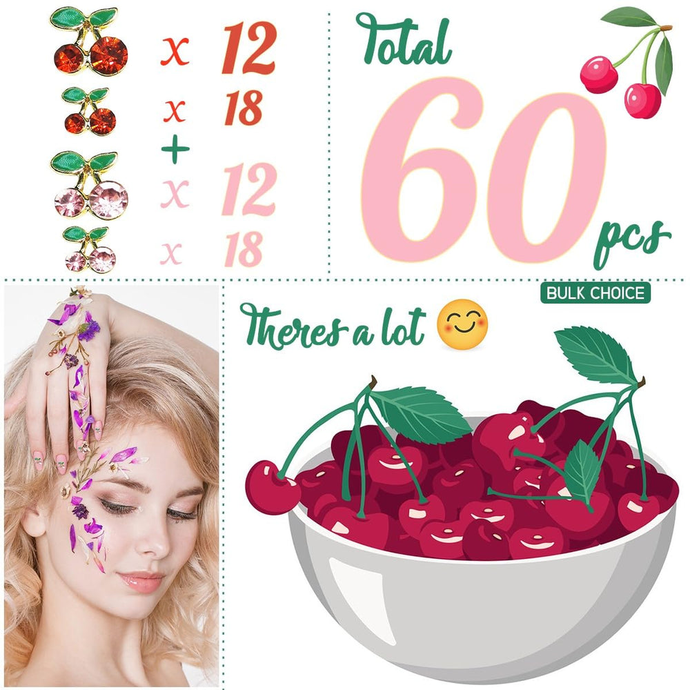 qiipii joyas para uñas de fruta cereza con efecto atractivo