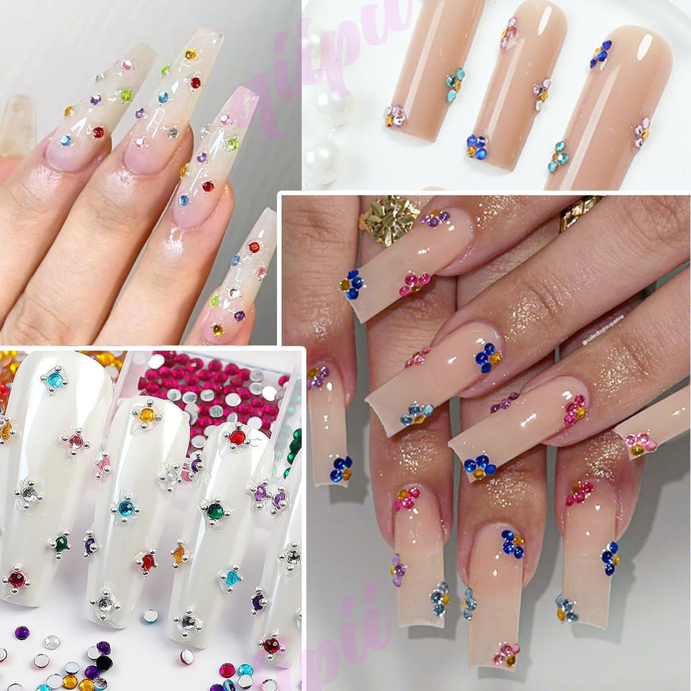Qiipii nail-art rhinestones add colorful shimmer to manicures and cosmetics.