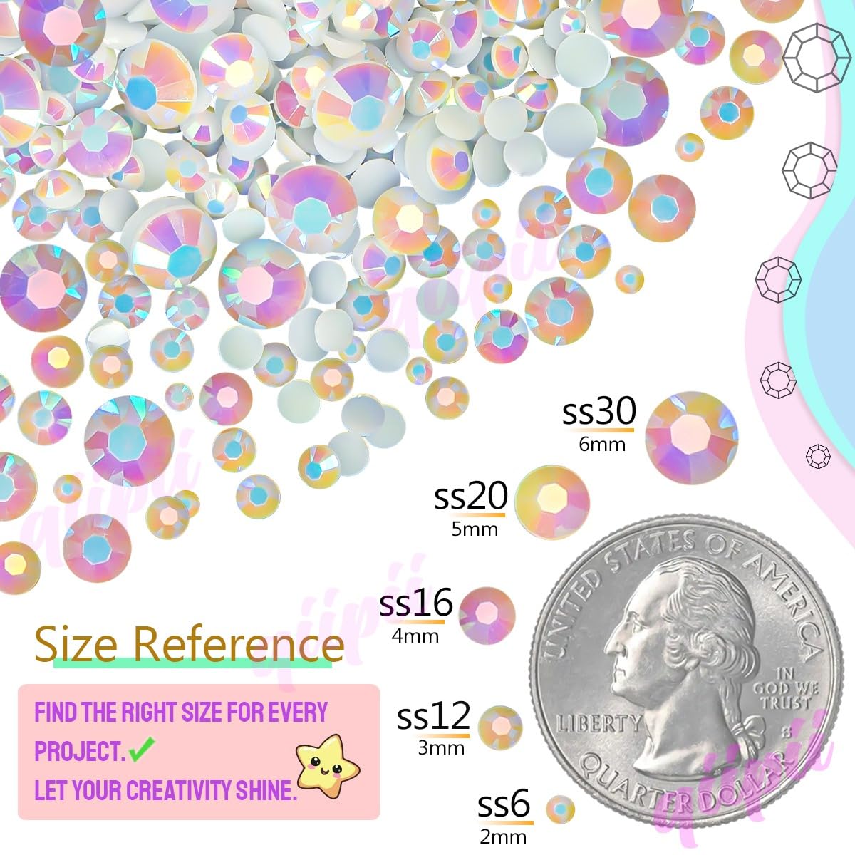 Qiipii non-hotfix resin rhinestones lightweight for crafts