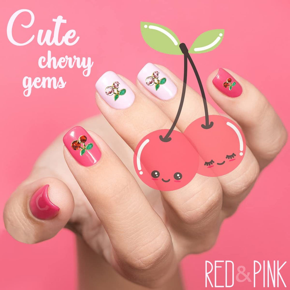 qiipii cerezas brillantes para uñas en tonos rosa y rojo