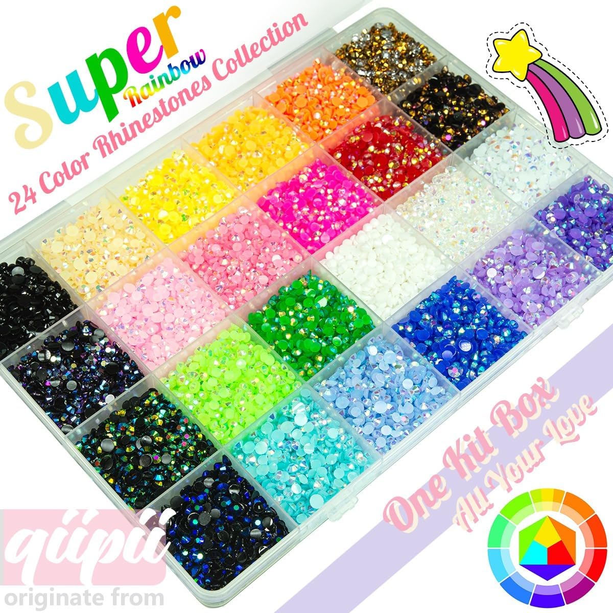 Qiipii Piedras de resina 3 mm y 4 mm, mezcla versátil para diseños.