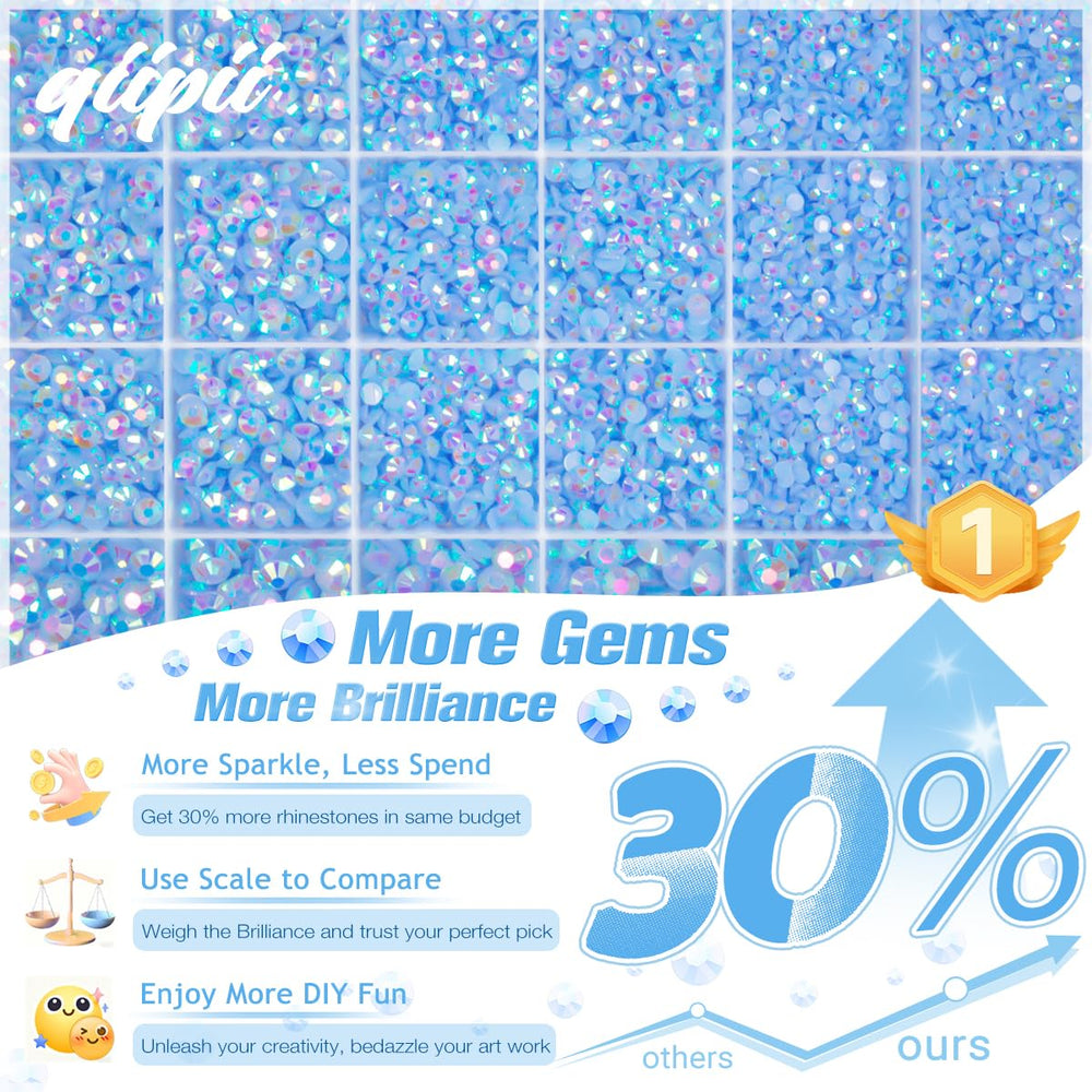 qiipii piedras-resina-azul-claro-ab 3mm brillantes, ideales para decorar tazas.