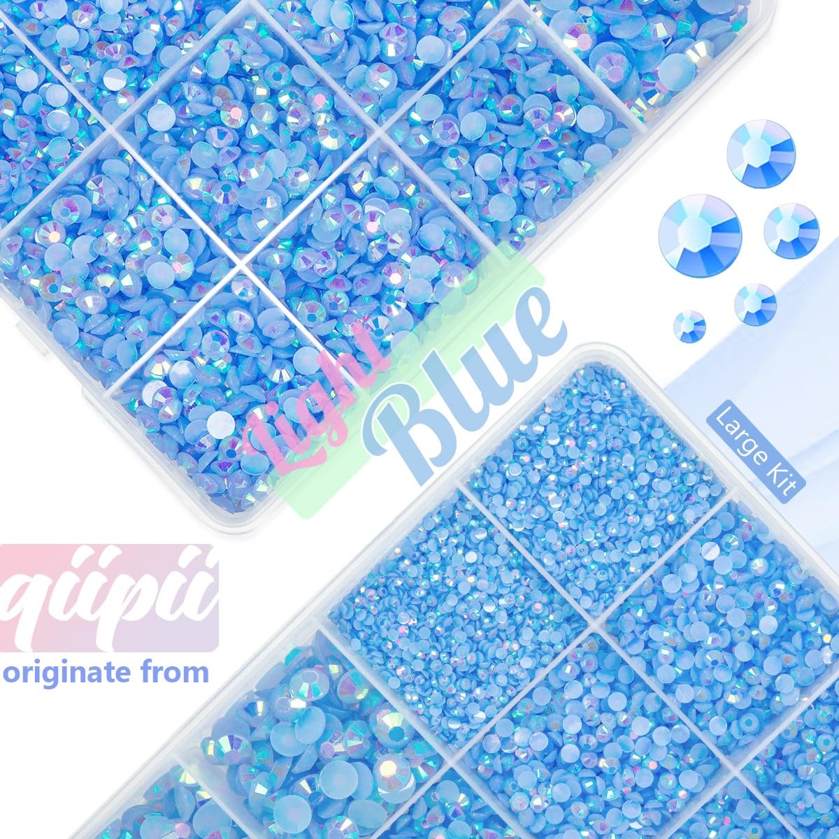 qiipii piedras-resina-azul-claro-ab 4mm facetadas, aportan destellos en proyectos DIY.