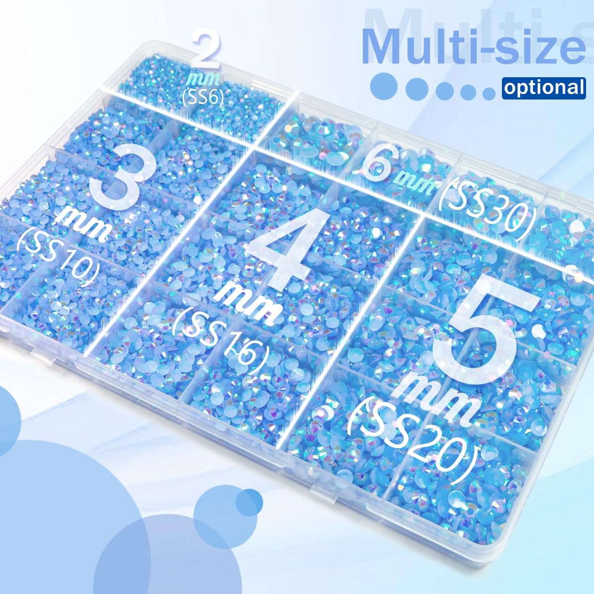 qiipii piedras-resina-azul-claro-ab 5mm brillantes para bordes decorativos.