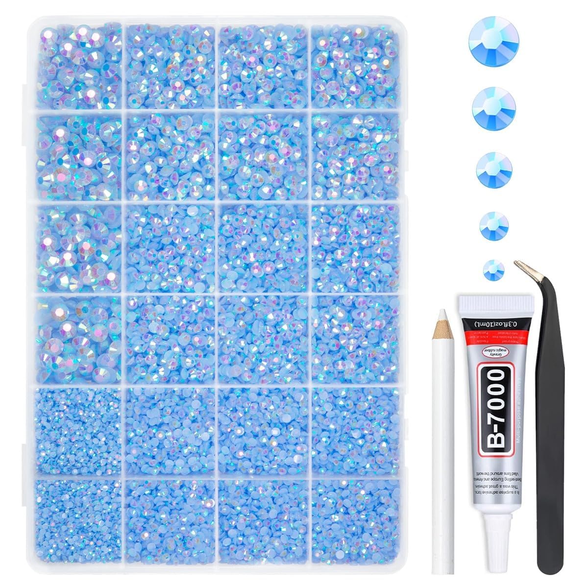 qiipii piedras-resina-azul-claro-ab 2mm brillantes para manualidades.