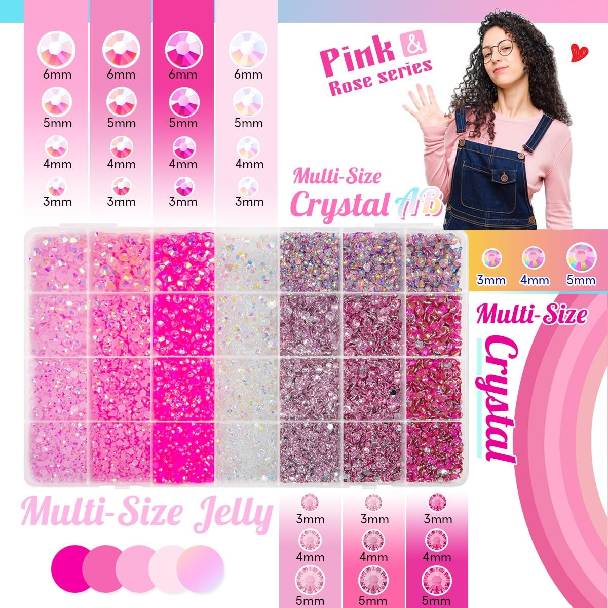 Piedras resina rosa jelly Qiipii 4 mm para manualidades brillantes